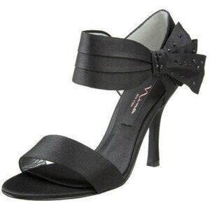 Nina Clova Women's 10M Sparkly Satin Stiletto Anklet Bows Sandals Pump Formal